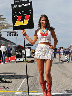 Grid girl for Nico Hulkenberg, Sahara Force India F1