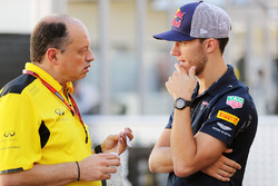 (L to R): Frederic Vasseur, Renault Sport F1 Team Racing Director with Pierre Gasly, Red Bull Racing Third Driver
