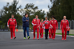 Sebastian Vettel, Ferrari walks the circuit with the team
