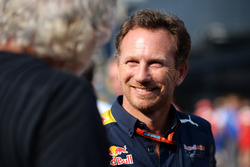 (L to R): Flavio Briatore with Christian Horner, Red Bull Racing Team Principal