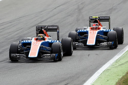 Pascal Wehrlein, Manor Racing MRT05 leads team mate Esteban Ocon, Manor Racing MRT05
