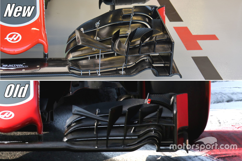 Haas F1 Team VF-16: Frontflügel, Vergleich