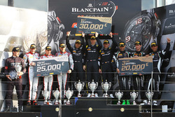 Race winners #84 HTP Motorsport, Mercedes-AMG GT3: Maximilian Buhk, Dominik Baumann, Jazeman Jaafar, secon place #1 Belgian Audi Club Team WRT, Audi R8 LMS: Laurens Vanthoor, Dries Vanthoor, Frederic Vervisch, third place #16 GRT Grasser Racing Team, Lamborghini Huracan GT3: Jeroen Bleekemolen, Mirko Bortolotti, Rolf Ineichen