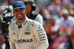 Race winnaar Lewis Hamilton, Mercedes AMG F1 viert feest in parc ferme