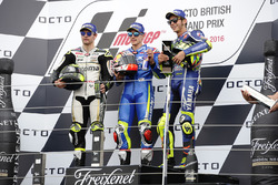 Podium: race winner Maverick Viñales, Team Suzuki MotoGP, second place Cal Crutchlow, Team LCR Honda, third place Valentino Rossi, Yamaha Factory Racing