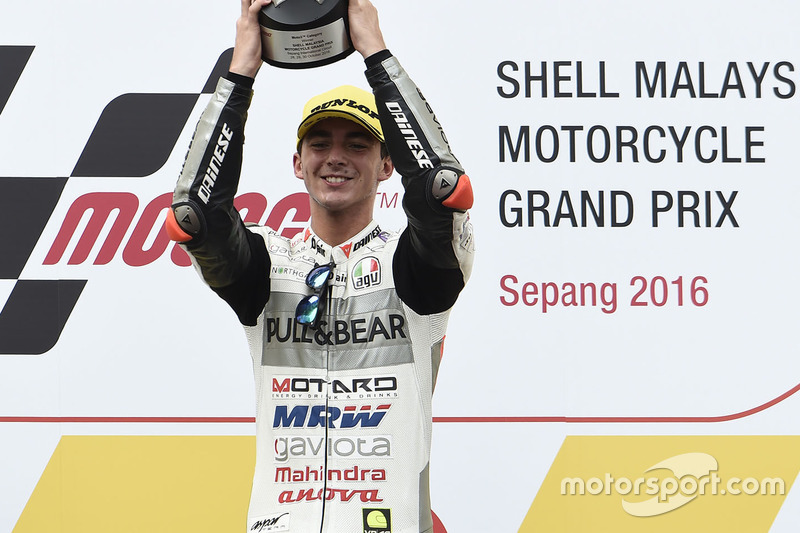Podium: race winner Francesco Bagnaia, Aspar Team Mahindra Moto3