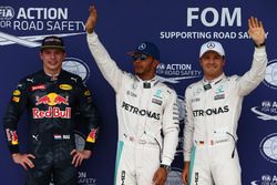 Pole for Lewis Hamilton, Mercedes AMG F1 W07 , 2nd for Nico Rosberg, Mercedes AMG Petronas F1 W07 and 3rd for Max Verstappen, Red Bull Racing RB12