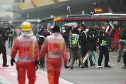 Lewis Hamilton, Mercedes AMG, goes for a wander