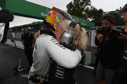 Pole sitter Lewis Hamilton, Mercedes AMG F1 celebrates in parc ferme