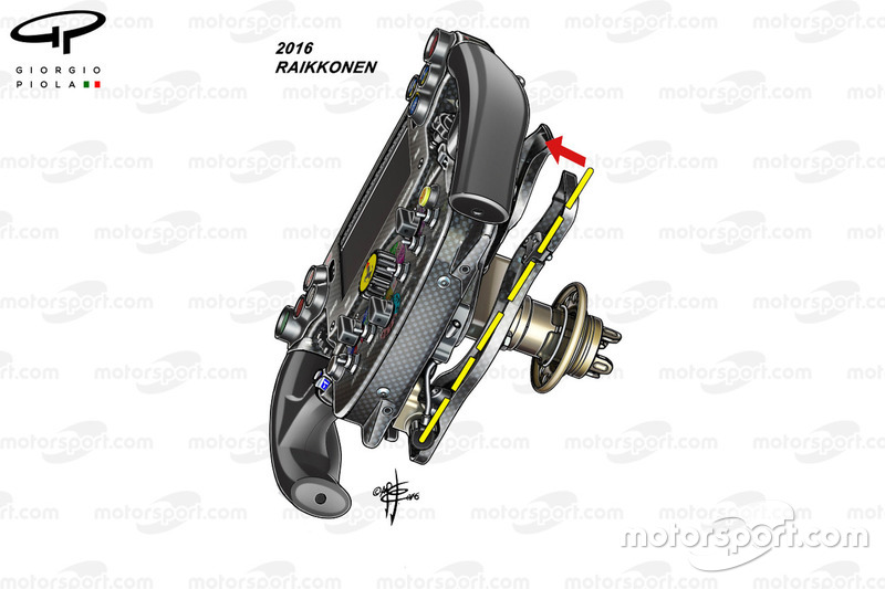 Ferrari SF16-H vista posterior del volante del coche de Kimi Räikkönen