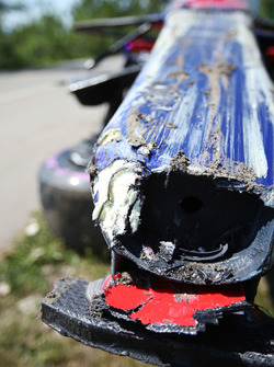 Wreckage of the car of Carlos Sainz Jr., Scuderia Toro Rosso STR12, after his collision, Felipe Mass