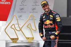 Third place Daniel Ricciardo, Red Bull Racing celebrates on the podium