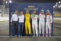 All FIA WTCC Worldchampions, Roberto Ravaglia, Andy Priaulx, Gabriele Tarquini, LADA Sport Rosneft, Lada Vesta; Rob Huff, Honda Racing Team JAS, Honda Civic WTCC; Yvan Muller, Citroën World Touring Car Team, Citroën C-Elysée WTCC; José María López, Citroën World Touring Car Team, Citroën C-Elysée WTCC