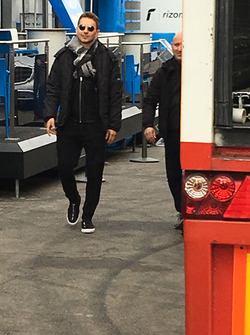 Jorge Lorenzo arrives at the Ducati motorhome