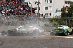 Crash of Gary Paffett, Mercedes-AMG Team HWA, Mercedes-AMG C63 DTM and Mike Rockenfeller, Audi Sport