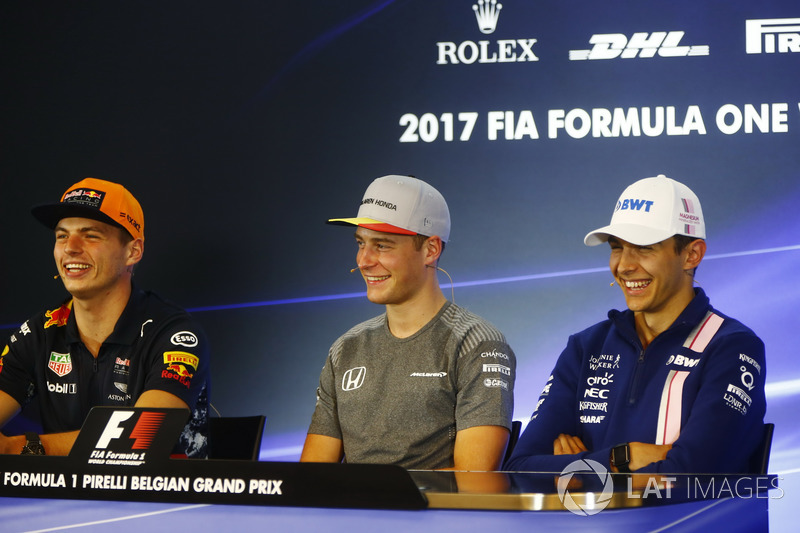 Conferenza stampa FIA: Max Verstappen, Red Bull Racing, Stoffel Vandoorne, McLaren, Esteban Ocon, Force India