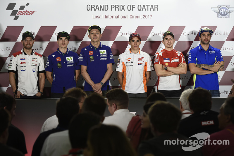 Cal Crutchlow, Team LCR Honda, Maverick Vinales, Yamaha Factory Racing, Valentino Rossi, Yamaha Factory Racing, Marc Marquez, Repsol Honda Team, Jorge Lorenzo, Ducati Team, Andrea Iannone, Team Suzuki MotoGP