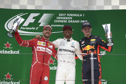 Podium: second place Sebastian Vettel, Ferrari, Aldo Costa, Engineering Director, Mercedes AMG, Race