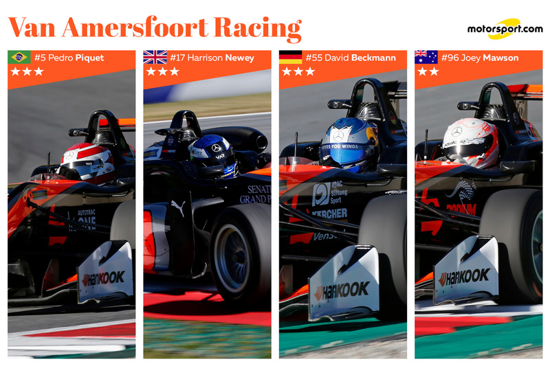 Line-up Van Amersfoort Racing 2017 : Pedro Piquet, Harrison Newey, David Beckmann, Joey Mawson