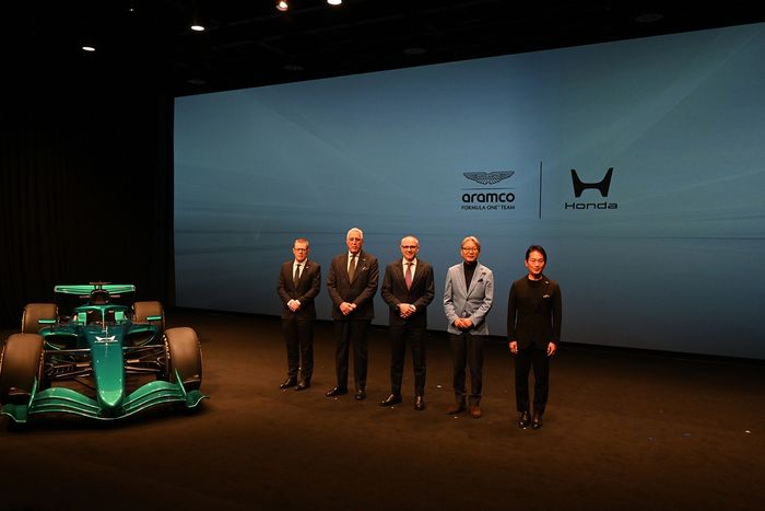 Stefano Domenicali,Lawrence Stroll,Toshihiro Mibe Honda CEO,Koji Watanabe, HRC CEO