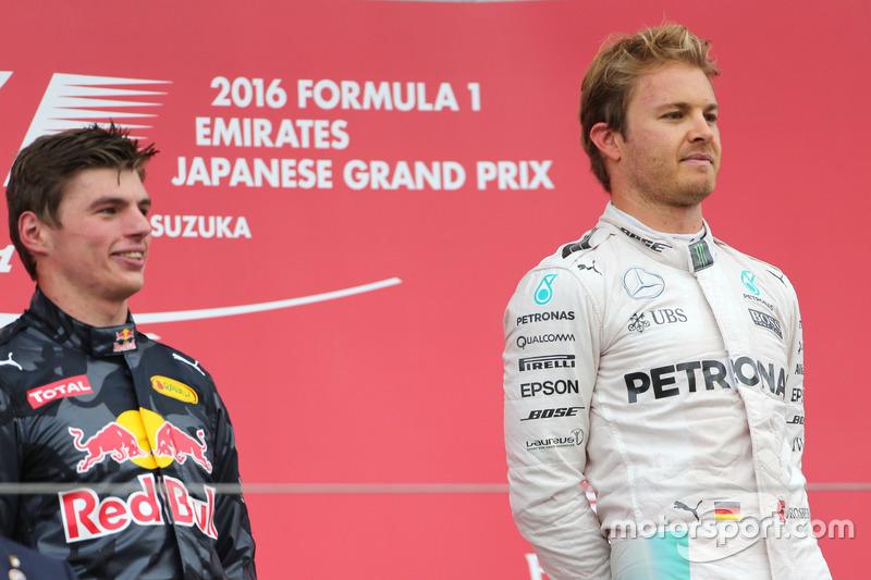 Nico Rosberg, Mercedes AMG F1 Team and Max Verstappen, Red Bull Racing