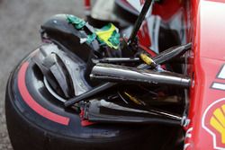 The damaged Ferrari SF16-H of Sebastian Vettel