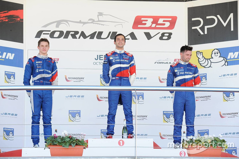 Podio: ganador de la carrera Matevos Isaakyan, SMP Racing; segundo lugar Egor Orudzhev, Arden Motors