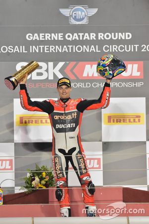 Podium: Race winner Chaz Davies, Ducati Team