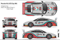 Carro de Nelsinho e Pedro Piquet para a prova da Porsche GT3 Cup em Interlagos