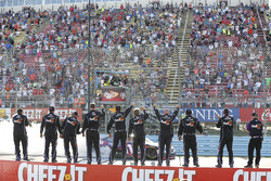 Race winner Denny Hamlin, Joe Gibbs Racing Toyota