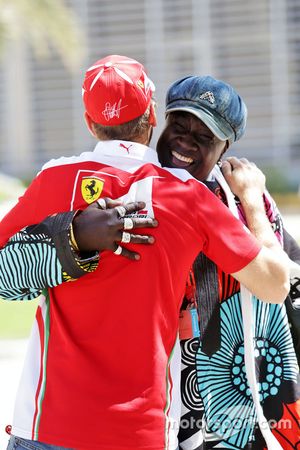 Sebastian Vettel, Ferrari with Mr Moko