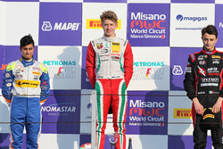 Rookie Podium race 4: Winner Juri Vips, Prema Powerteam; second place Kush Maini, BVM Racing; third place Giacomo Altoè, Bhaitech Srl