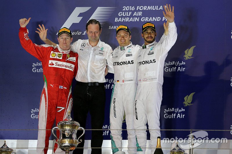 Podium: race winner Nico Rosberg, Mercedes AMG F1 Team, second place Kimi Raikkonen, Ferrari, third place Lewis Hamilton, Mercedes AMG F1 Team