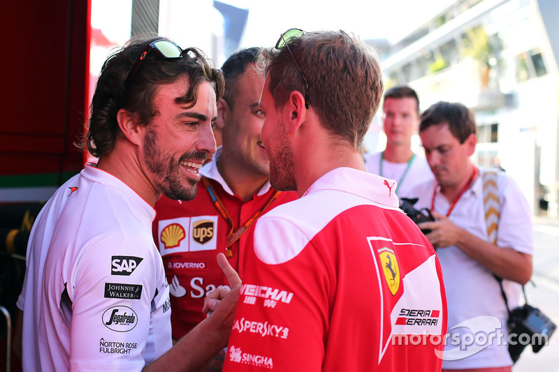 Fernando Alonso, McLaren Honda and Sebastian Vettel, Scuderia Ferrari