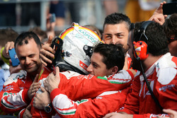 Second place Sebastian Vettel, Ferrari in parc ferme