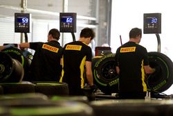 Des techniciens Pirelli au travail