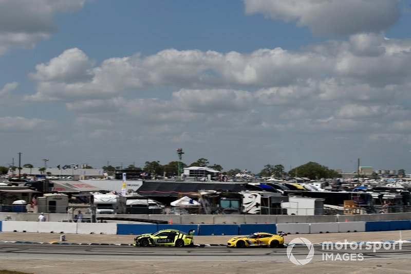 #14 AIM Vasser Sullivan Lexus RC F GT3, GTD: Richard Heistand, Jack Hawksworth, Philipp Frommenwiler, #3 Corvette Racing Corvette C7.R, GTLM: Jan Magnussen, Antonio Garcia, Mike Rockenfeller