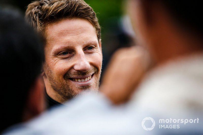 Romain Grosjean, Haas F1 speaks with the media