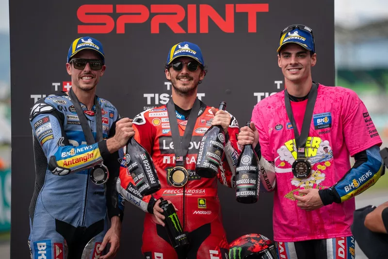 Fermin Aldeguer, Gresini Racing, Francesco Bagnaia, Ducati Team, Alex Marquez, Gresini Racing