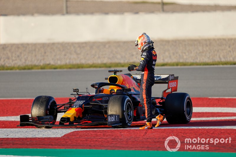 Max Verstappen, Red Bull Racing, à l'arrêt en piste