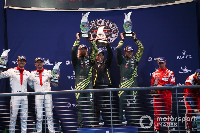 #92 Porsche GT Team Porsche 911 RSR: Michael Christensen, Kevin Estre, #95 Aston Martin Racing Aston Martin Vantage AMR: Marco Sorensen, Nicki Thiim, #51 AF Corse Ferrari 488 GTE EVO: Alessandro Pier Guidi, James Calado