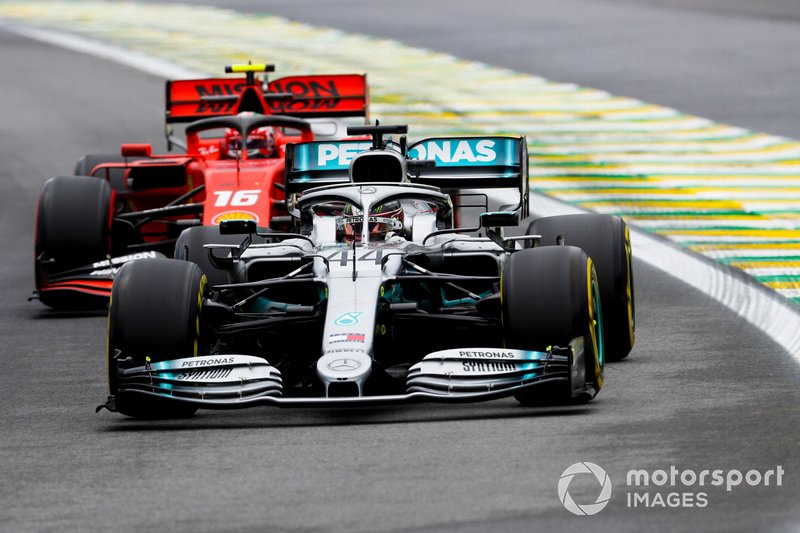 Lewis Hamilton, Mercedes AMG F1 W10 and Charles Leclerc, Ferrari SF90