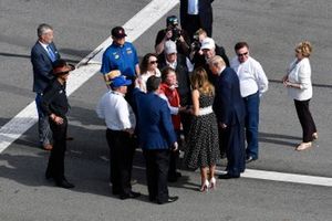 Donald J Trump, The President of The United States and Grand Marshall for the Daytona 500 meets with Rick and Linda Hendrick and Coach Joe Gibbs and Roger and Cathy Penske