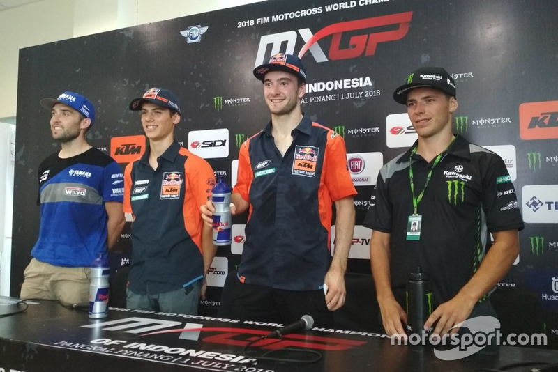 Shaun Simpson Wilvo Yamaha MXGP, Jorge Prado KTM Factory Racing, Jeffrey Herlings, KTM Factory Racing and Julien Lieber Kawasaki Racing