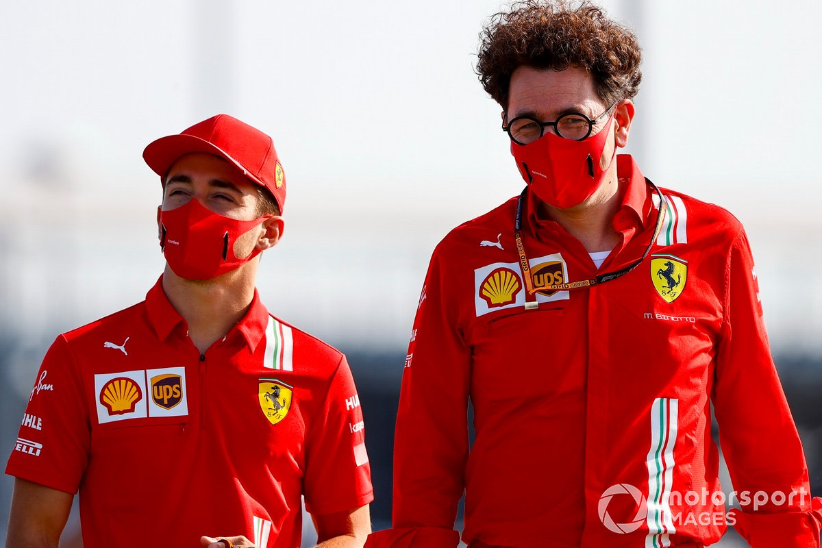 Charles Leclerc, Ferrari y Mattia Binotto, Team Principal Ferrari