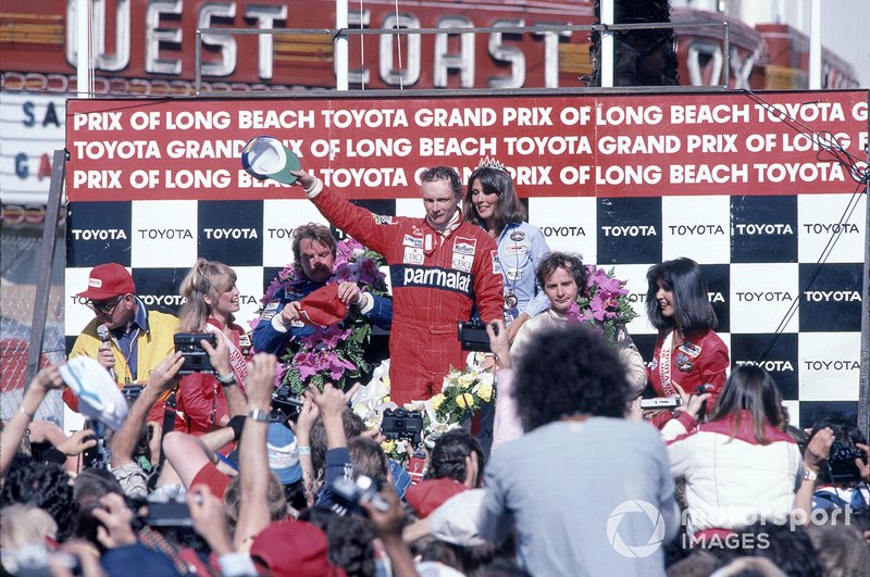 Niki Lauda, McLaren MP4/1B-Ford, second place Keke Rosberg, Williams, third place Gilles Villeneuve, Ferrari