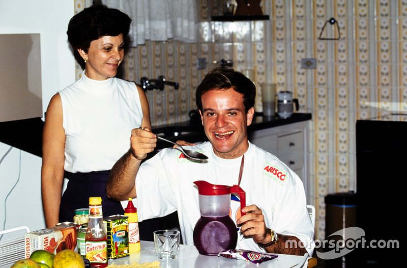 Rubens Barrichello with his mother 