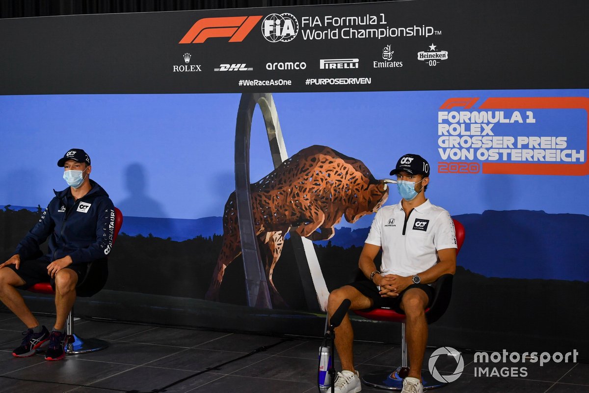 Daniil Kvyat, AlphaTauri and Pierre Gasly, AlphaTauri in the press conference