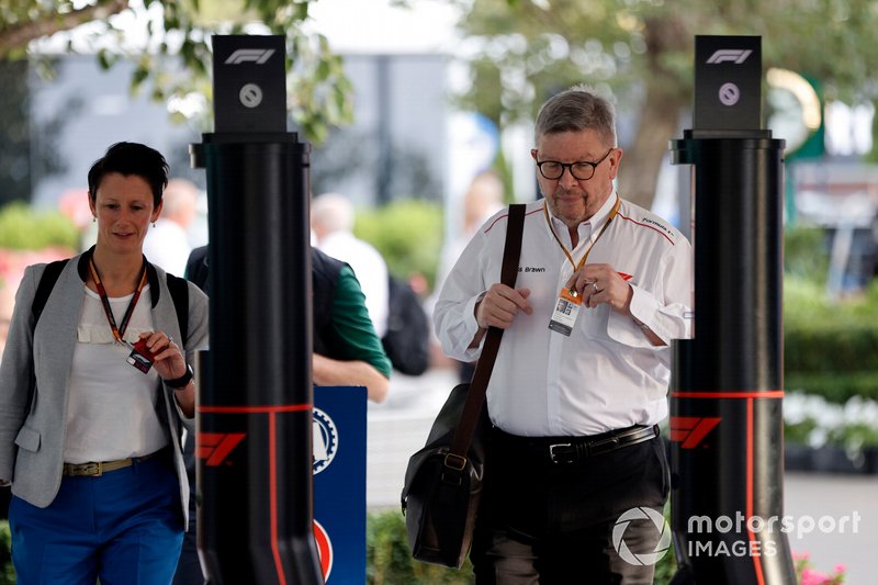 Ross Brawn, Managing Director of Motorsports, FOM arrives at the circuit