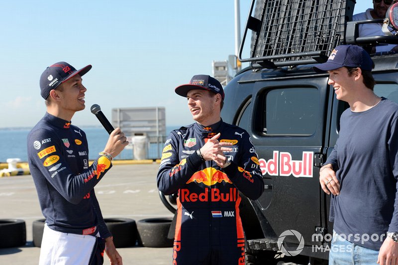 Alex Albon, Red Bull Racing and Max Verstappen, Red Bull Racing at a Red Bull event Grand Pier in St Kilda